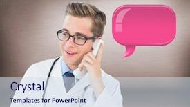  Presentation with chat - PPT layouts featuring concrete lab - doctor on phone with shiny background and a  colored foreground