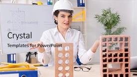  Presentation with female office graphics - Cool new slide set with concrete lab - female architect working backdrop and a  colored foreground