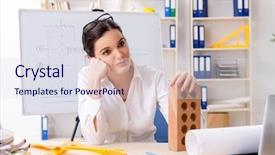  Presentation with architect - Presentation design enhanced with concrete lab - female architect working background and a sky blue colored foreground