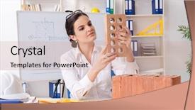  Presentation with female office graphics - Presentation consisting of concrete lab - female architect working background and a  colored foreground