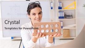  Presentation with female office graphics - PPT layouts with concrete lab - female architect working background and a  colored foreground