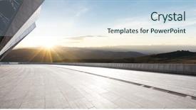  Presentation with brick - Beautiful presentation theme featuring plateform - empty brick ground with sunrsise backdrop and a sky blue colored foreground