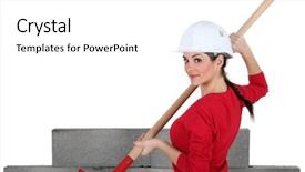  Presentation with female ovary cycle - Colorful PPT theme enhanced with concrete masonry unit - female bricklayer backdrop and a white colored foreground