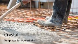  Presentation with foundation engineering - Presentation theme having concrete mix at home foundation background and a soft green colored foreground