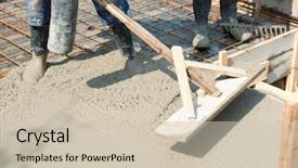  Presentation with concrete pouring during commercial concreting - Cool new presentation theme with concrete mix at home foundation backdrop and a  colored foreground