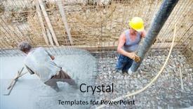  Presentation with foundation engineering - Presentation theme featuring concrete mix at home foundation background and a light blue colored foreground