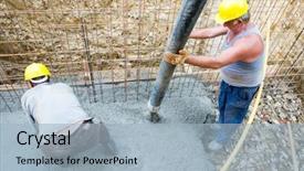  Presentation with foundation engineering - Colorful presentation enhanced with concrete mix at home foundation backdrop and a light blue colored foreground