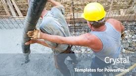  Presentation with concrete - Presentation design having concrete mix at home foundation background and a seafoam green colored foreground