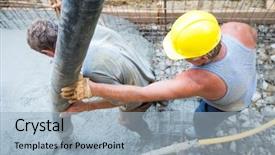  Presentation with concrete - Presentation featuring concrete mix at home foundation background and a light blue colored foreground