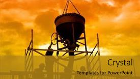  Presentation with concrete construction - Theme featuring concrete mix at the building background and a gold colored foreground