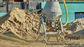  Presentation with masonry - Presentation design consisting of concrete mixer spinning background and a coral colored foreground