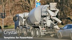  Presentation with mixer truck - PPT layouts with concrete-mixer-truck-driving background and a gray colored foreground