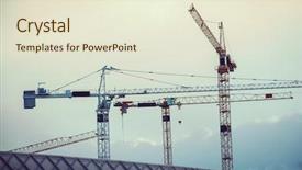  Presentation with building modeling information - Presentation design consisting of concrete mould - building crane site background and a  colored foreground