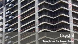  Presentation with building construction water supply - Audience pleasing presentation design consisting of concrete mould - crane and building construction site backdrop and a  colored foreground