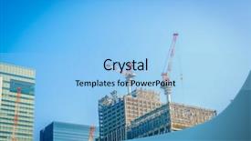  Presentation with building construction - PPT theme with concrete mould - crane and building construction site background and a  colored foreground