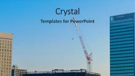  Presentation with building construction water supply - Slides consisting of concrete mould - crane and building construction site background and a  colored foreground