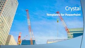  Presentation with building construction - Beautiful slide deck featuring concrete mould - crane and building construction site backdrop and a  colored foreground