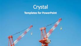  Presentation with building construction water supply - Beautiful presentation featuring concrete mould - crane and building construction site backdrop and a  colored foreground