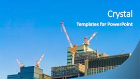  Presentation with concrete construction - Cool new slides with concrete mould - crane and building construction site backdrop and a  colored foreground