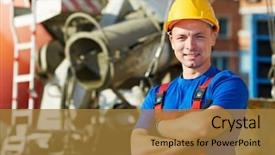  Presentation with concrete construction - Slides enhanced with concrete moxer at construction background and a gold colored foreground