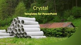  Presentation with pipes - PPT theme consisting of concrete-pipes background and a tawny brown colored foreground