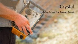  Presentation with concrete construction - Presentation theme having concrete pump or boom background and a coral colored foreground