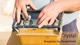  Presentation with concrete construction - Audience pleasing PPT theme consisting of concrete pump or boom backdrop and a gold colored foreground