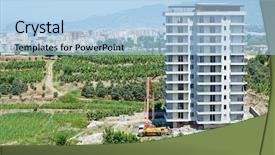  Presentation with pump - Audience pleasing PPT layouts consisting of concrete pump truck at construction backdrop and a  colored foreground