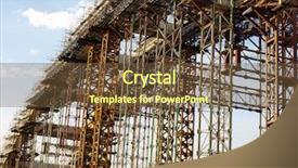  Presentation with bridge construction - Presentation theme having concrete rebar - bridge under construction background and a tawny brown colored foreground