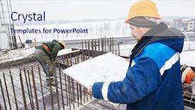  Presentation with reinforcement - PPT theme consisting of concrete reinforcement at construction background and a sky blue colored foreground