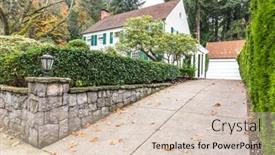  Presentation with residential - Amazing PPT theme having concrete road near front yard of residential building in portland backdrop and a lemonade colored foreground
