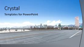  Presentation with concrete - Amazing slides having concrete road near water with cityscape and skyline of portland backdrop and a light blue colored foreground