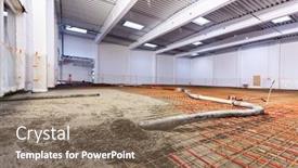  Presentation with new office - Slide deck featuring concrete-screed-on-floor-heating background and a coral colored foreground