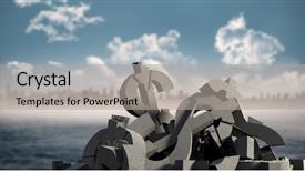  Presentation with cracked pavement concrete broken road - Cool new slide deck with concrete stone with money dollar backdrop and a light gray colored foreground