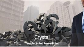  Presentation with cracked pavement concrete broken road - Cool new PPT theme with concrete stone with money pound backdrop and a dark gray colored foreground