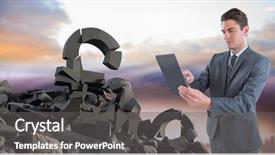  Presentation with cracked pavement concrete broken road - Cool new PPT theme with concrete stone with money pound backdrop and a gray colored foreground