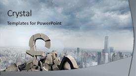  Presentation with cracked pavement concrete broken road - Slide deck featuring concrete stone with money pound background and a  colored foreground