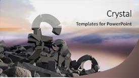  Presentation with cracked pavement concrete broken road - Slides having concrete stone with money pound background and a sky blue colored foreground