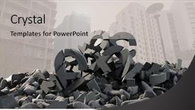  Presentation with cracked pavement concrete broken road - Slide deck having concrete stone with money pound background and a  colored foreground