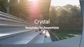  Presentation with concrete construction - Cool new PPT layouts with concrete terrace on small stadium backdrop and a violet colored foreground