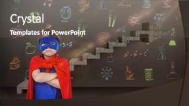  Presentation with superhero - PPT theme having concrete testing - masked girl pretending to be background and a gray colored foreground