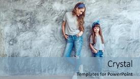  Presentation with minimalist - Slide set with concrete wall minimalist street fashion background and a light blue colored foreground