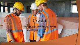  Presentation with workmen - Audience pleasing slide deck consisting of concrete walls on construction site backdrop and a red colored foreground