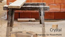  Presentation with concrete waste - Beautiful slides featuring concrete waste - building materials and tools are backdrop and a coral colored foreground