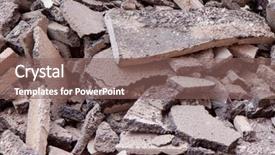  Presentation with construction piles - Cool new PPT theme with concrete waste - heap of construction debris backdrop and a violet colored foreground
