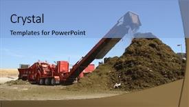  Presentation with cpr machine - Slides with concrete waste - mulching machine dumps background and a light blue colored foreground