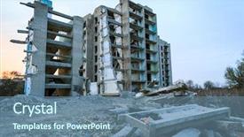  Presentation with lost - Slides consisting of concrete waste - scene with ruins of lost background and a ocean colored foreground