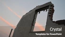  Presentation with concept - Beautiful presentation featuring concrete waste - ukrainian ruins concept backdrop and a dark gray colored foreground