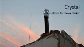  Presentation with cognitive theory learning concept - Colorful PPT theme enhanced with concrete waste - ukrainian ruins concept backdrop and a light blue colored foreground