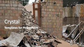  Presentation with concrete waste - Presentation theme consisting of concrete waste - ukrainian ruins concept background and a violet colored foreground